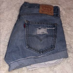 LEVIS Hi Rise Distressed Denim Jean Cutoffs Shorts